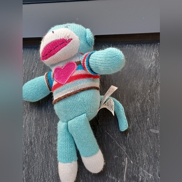 Dan Dee collectors choice Sock Monkey blue heart stripe sweater 9” Tall plush - Picture 3 of 11